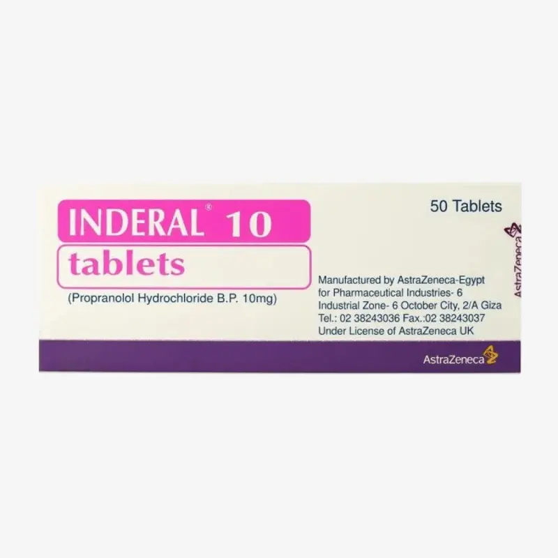 Inderal for treating high blood pressure and heart disease 10 mg