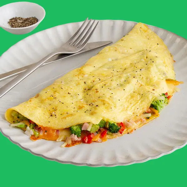 Omelette with vegetables for losing waist fat