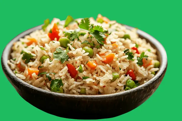 Rice with vegetables in a diet