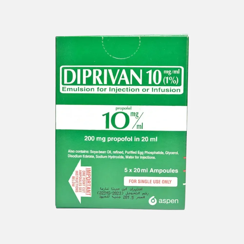 diprivan 1% (10mg/ml) 5 amp - rosheta uae 10 mg