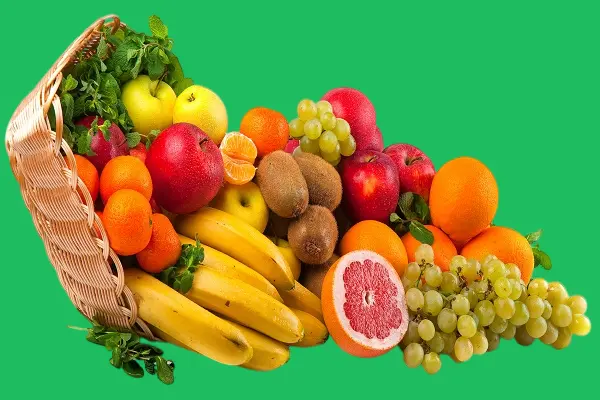 Fresh fruits in a diet