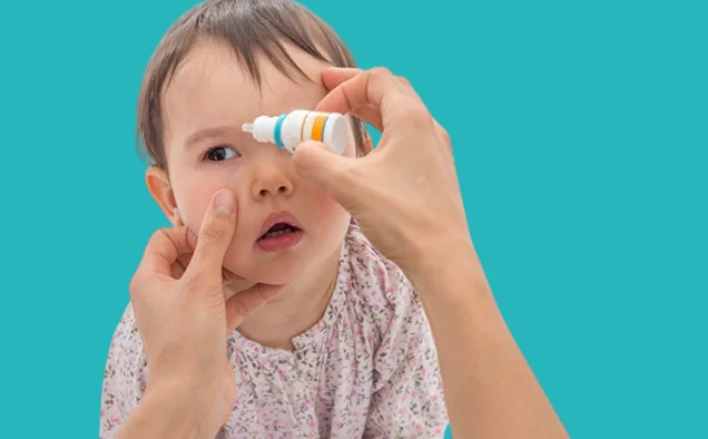 Using eye drops to treat strabismus in children